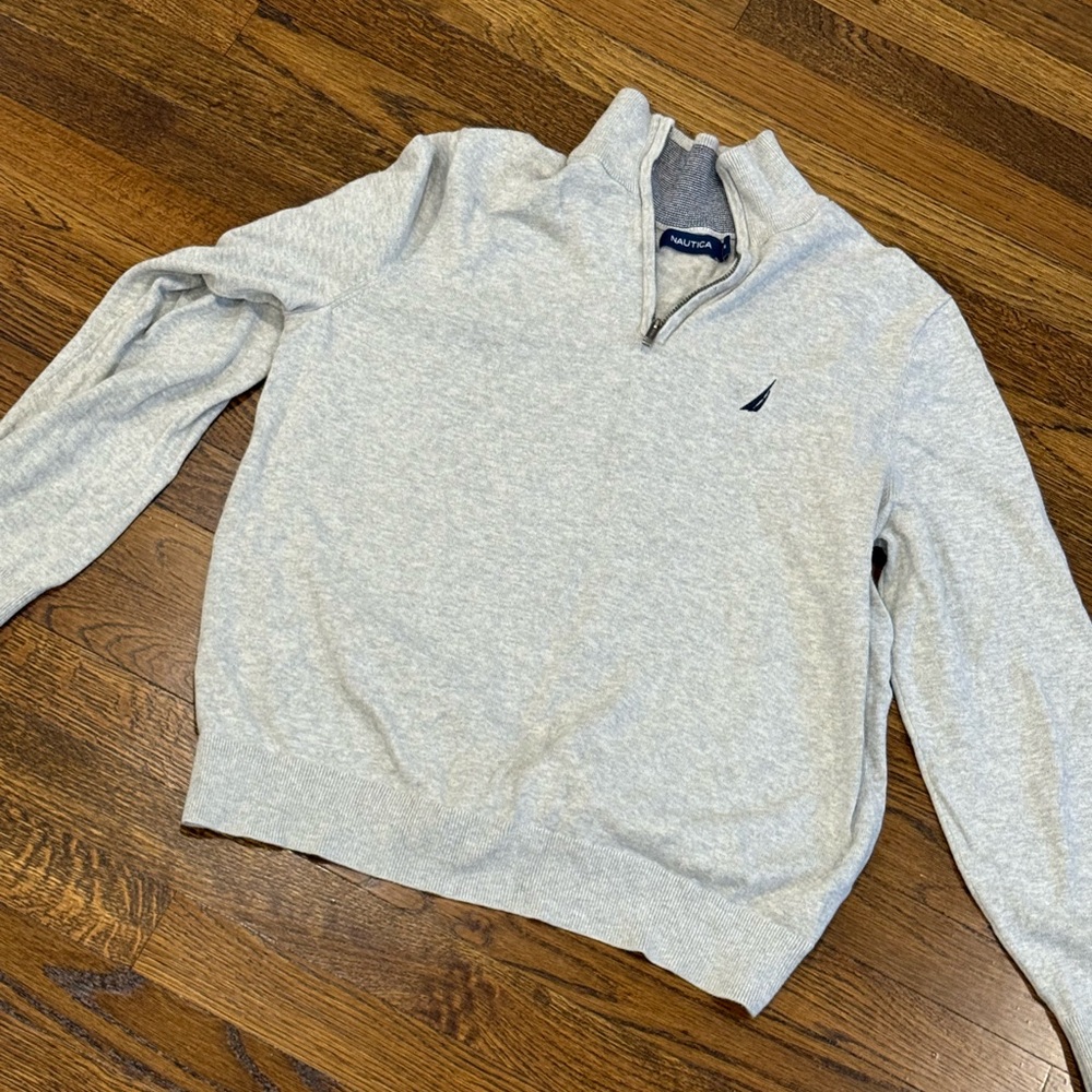 Nautica Men's Light Gray Zip-Up Sweater